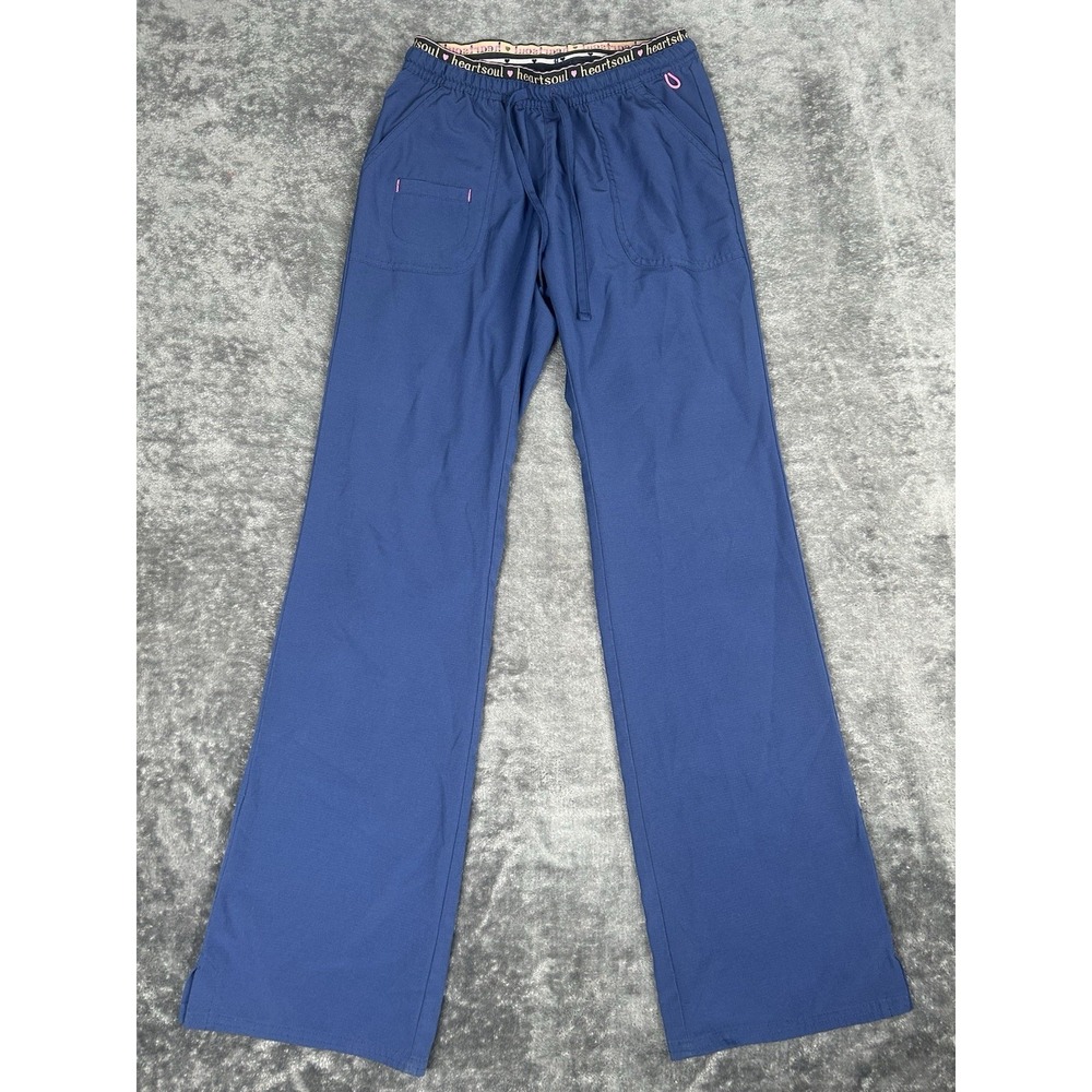 Heartsoul Scrub Pants Women XS 20110 Blue Flare Stretch